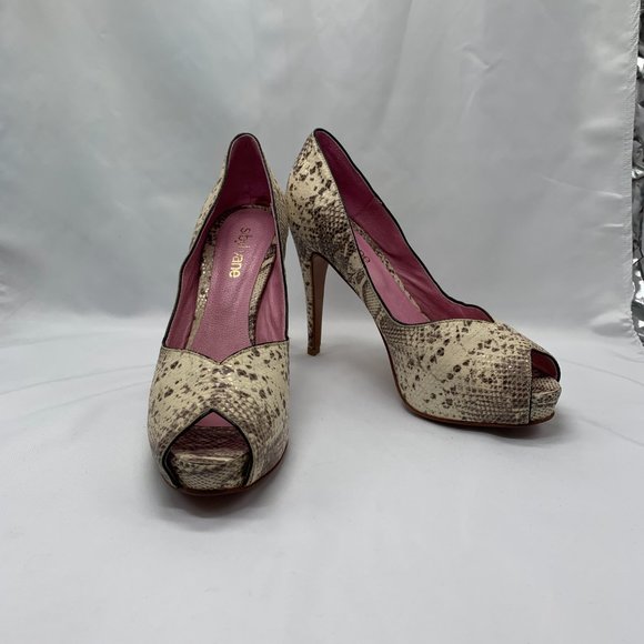 SIBYL VANE Snakeskin Pumps / Python Snake Skin Stiletto Heels Sybil Sz 10 - Picture 4 of 16